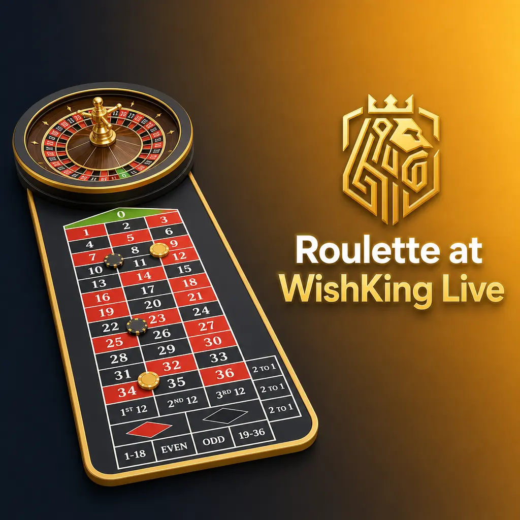 Live dealer roulette wheel at WishKing, featuring European-style spins across Lightning, Immersive, Speed, and VIP variants.